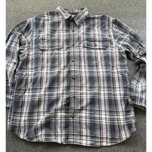 Schmidt Workwear Shirt Mens X-Large Blue Green White Plaid Flannel Button Front‎